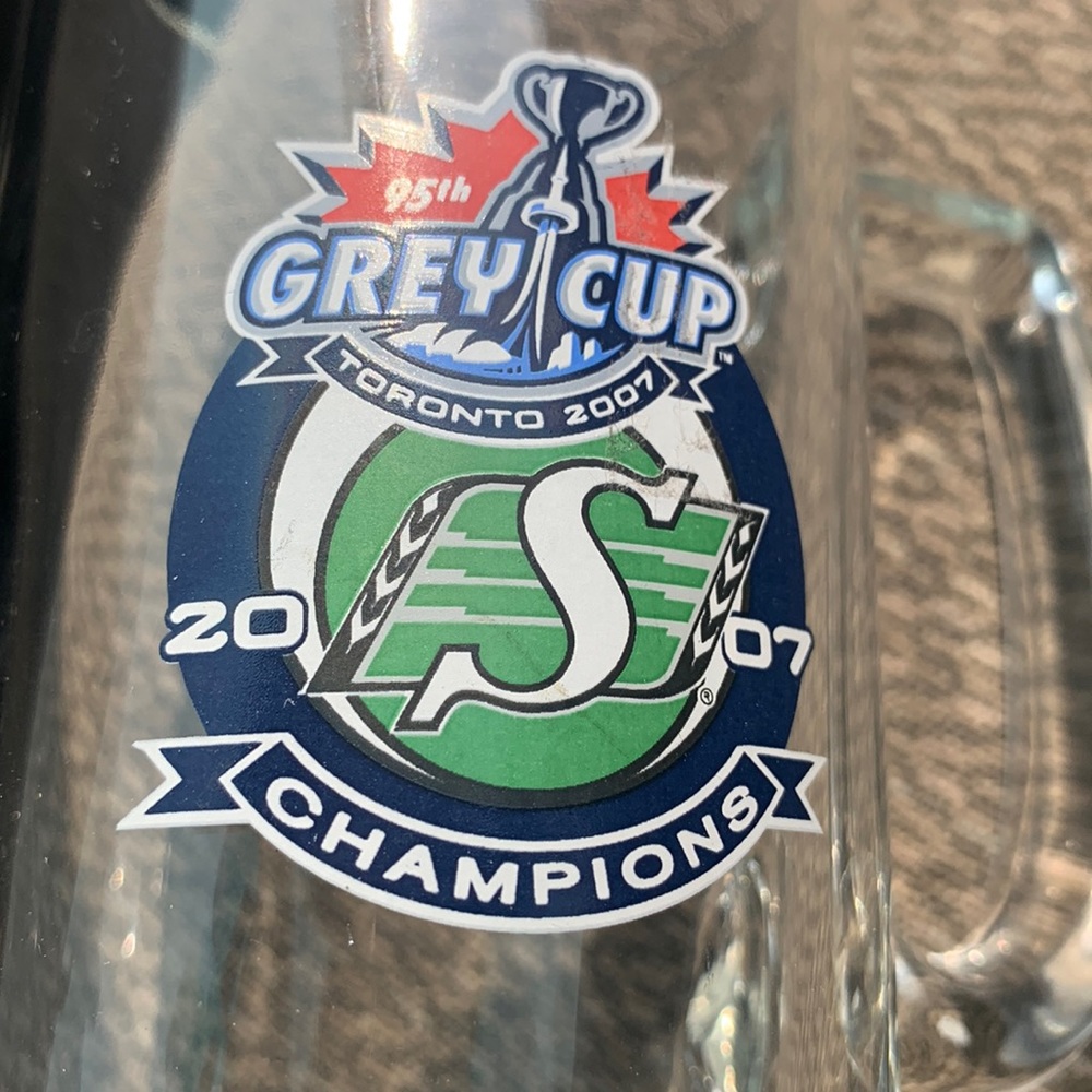 NWOT Saskatchewan Roughriders 2007 Grey Cup Champions mug